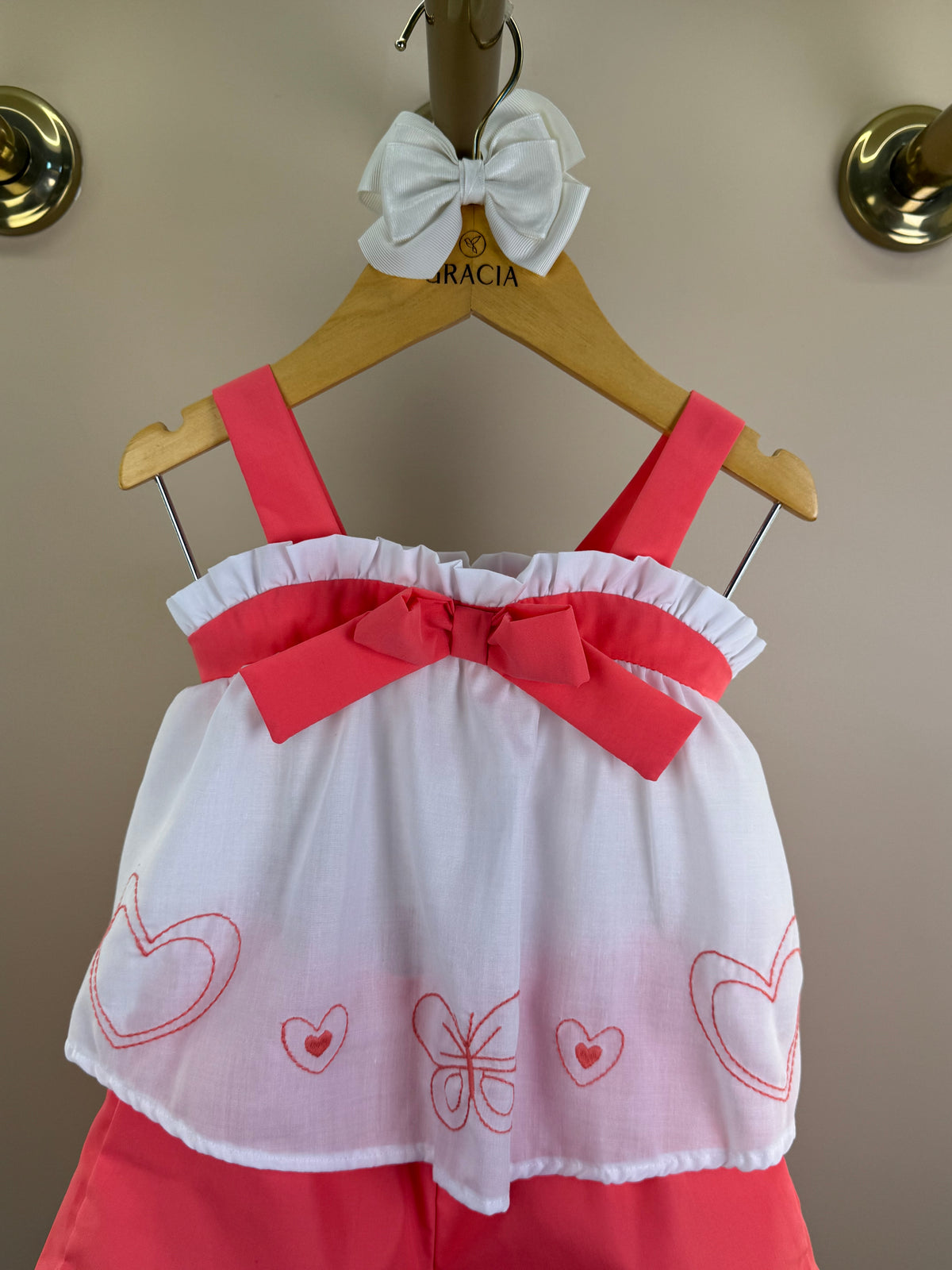 Conjunto Infantil Blusa Bordado Laço Maxxi e Shorts Rosa - Mon Sucré