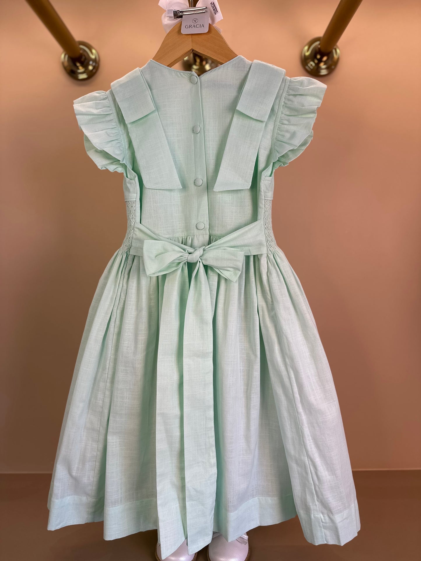 Vestido Infantil Clássico Algodão Olívia Verde - Gracia
