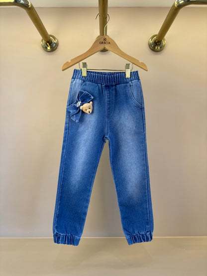 Calça Infantil Jogger Ursinho Jeans - Gabriela Aquarela