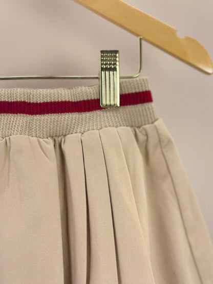Saia-shorts Infantil Sarja Pregas Cós Tricot Bege - Um Mais Um