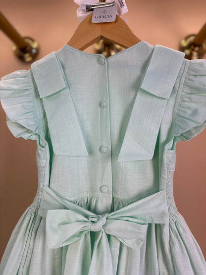 Vestido Infantil Clássico Algodão Olívia Verde - Gracia
