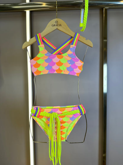 Biquíni Infantil Faixinha Fernanda Sereia Candy - Siri Kids