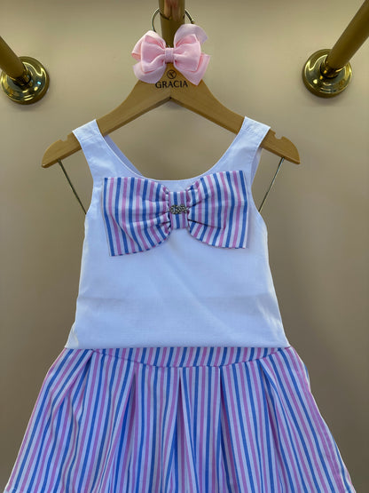 Conjunto Infantil Blusa Laço e Saia  Bordado Sorvetinho - Gabriela Aquarela