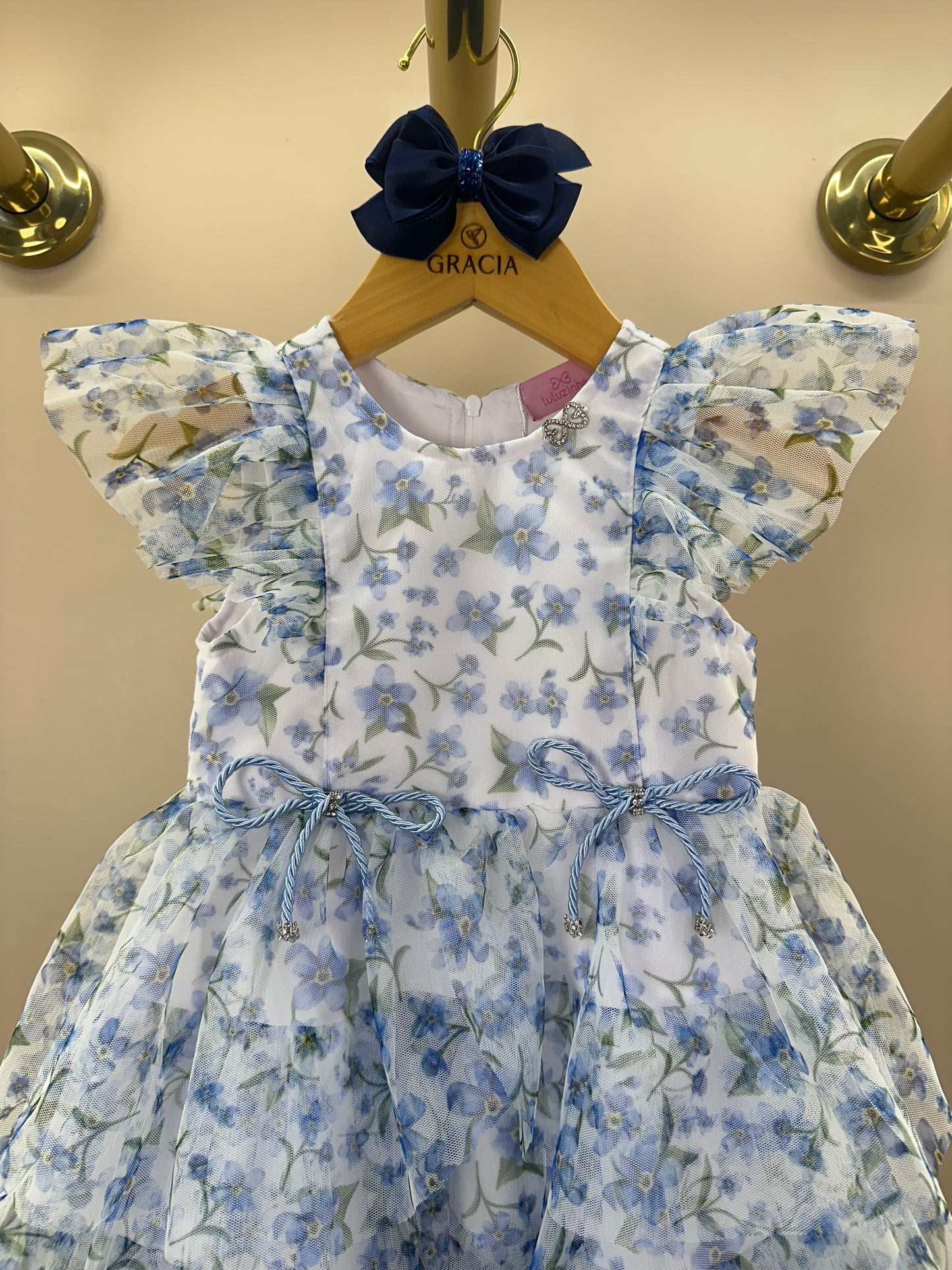 Vestido Infantil Festa Estampa Floral no Tule - Luluzinha