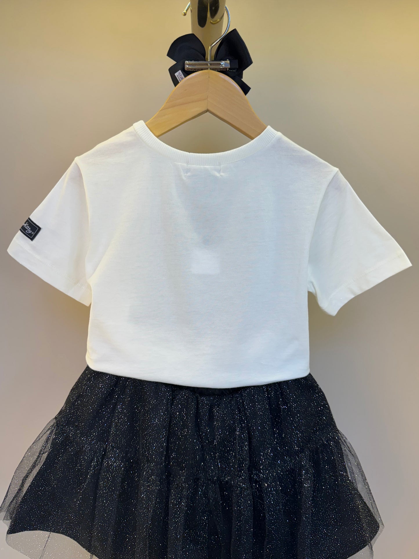 Conjunto Infantil Blusa Hello Kitty Strass com Saia Tule Glitter - Momi