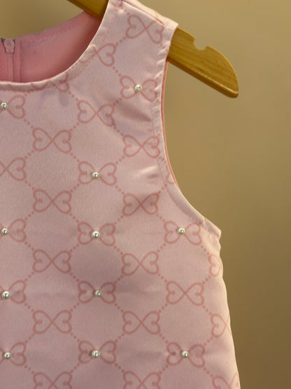 Vestido infantil Acetinado Monograma com Babados - Luluzinha