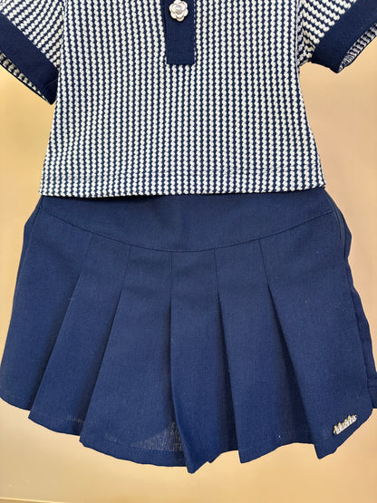 Conjunto Infantil Polo Navy e Shorts-saia Marinho - Luluzinha