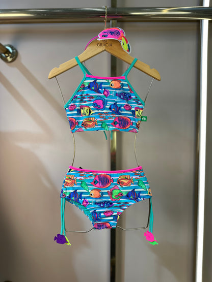 Biquíni Infantil Cropped Laila Aquarela - Siri Kids