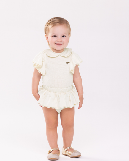 Conjunto Bebê Body Golinha e Calcinha Babado Pérola - Charpey