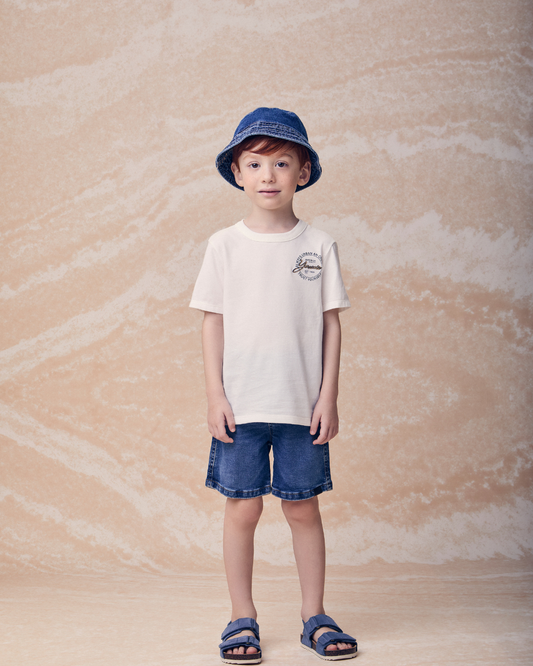 Conjunto Infantil T-Shirt Yourself e Bermuda Jeans - Youccie