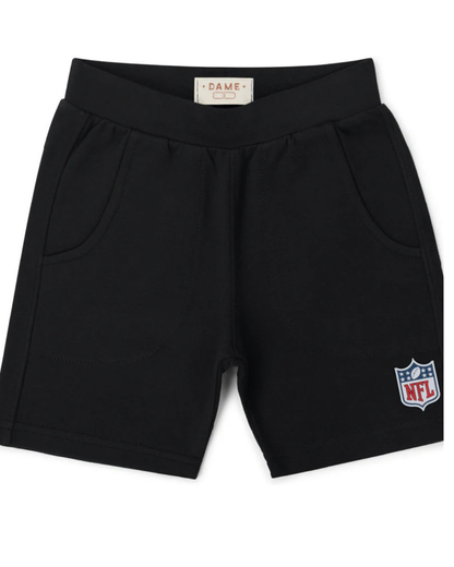 Conjunto Infantil Camiseta Algodão Jogador NFL e Bermuda Futebol NFL Preta - Dame