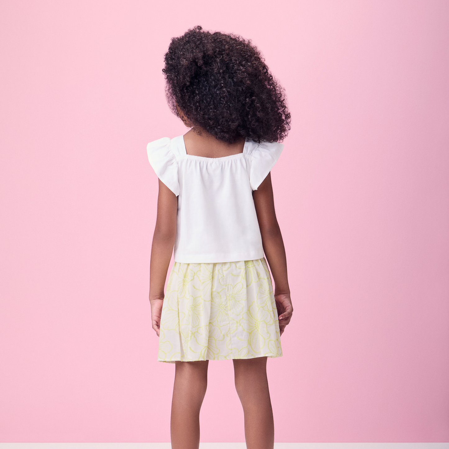 Conjunto Infantil Blusa e Saia-shorts Laise Flores Neon Lima - Momi