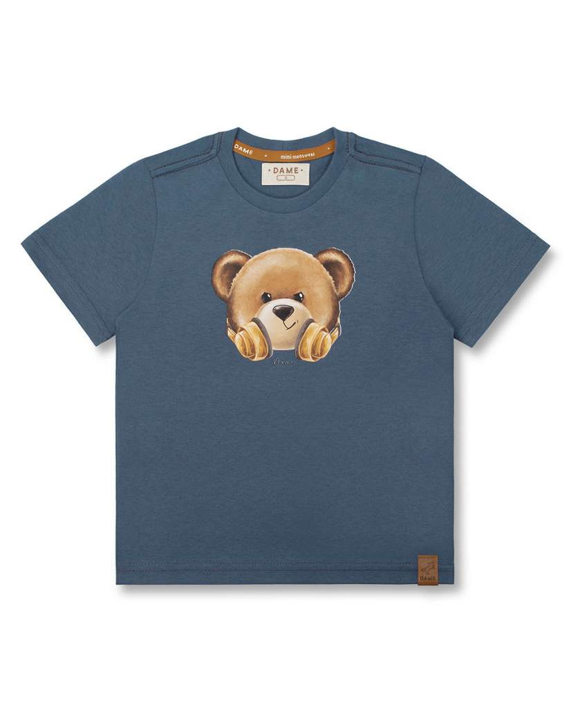 Camiseta Infantil Algodão Teddy Fone Denim - Dame