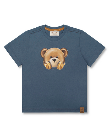 Camiseta Infantil Algodão Teddy Fone Denim - Dame