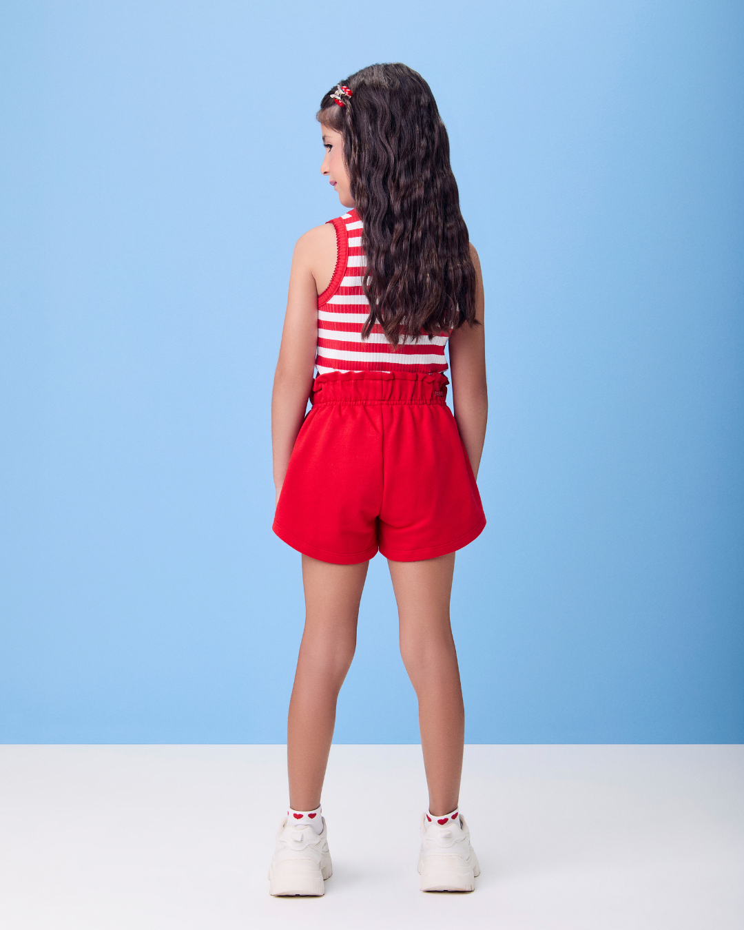 Conjunto Infantil Regata Patch Cerejinha e Shorts Vermelho - Momi
