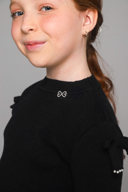 Blusa Infantil ML Preta Lacinhos - Luluzinha