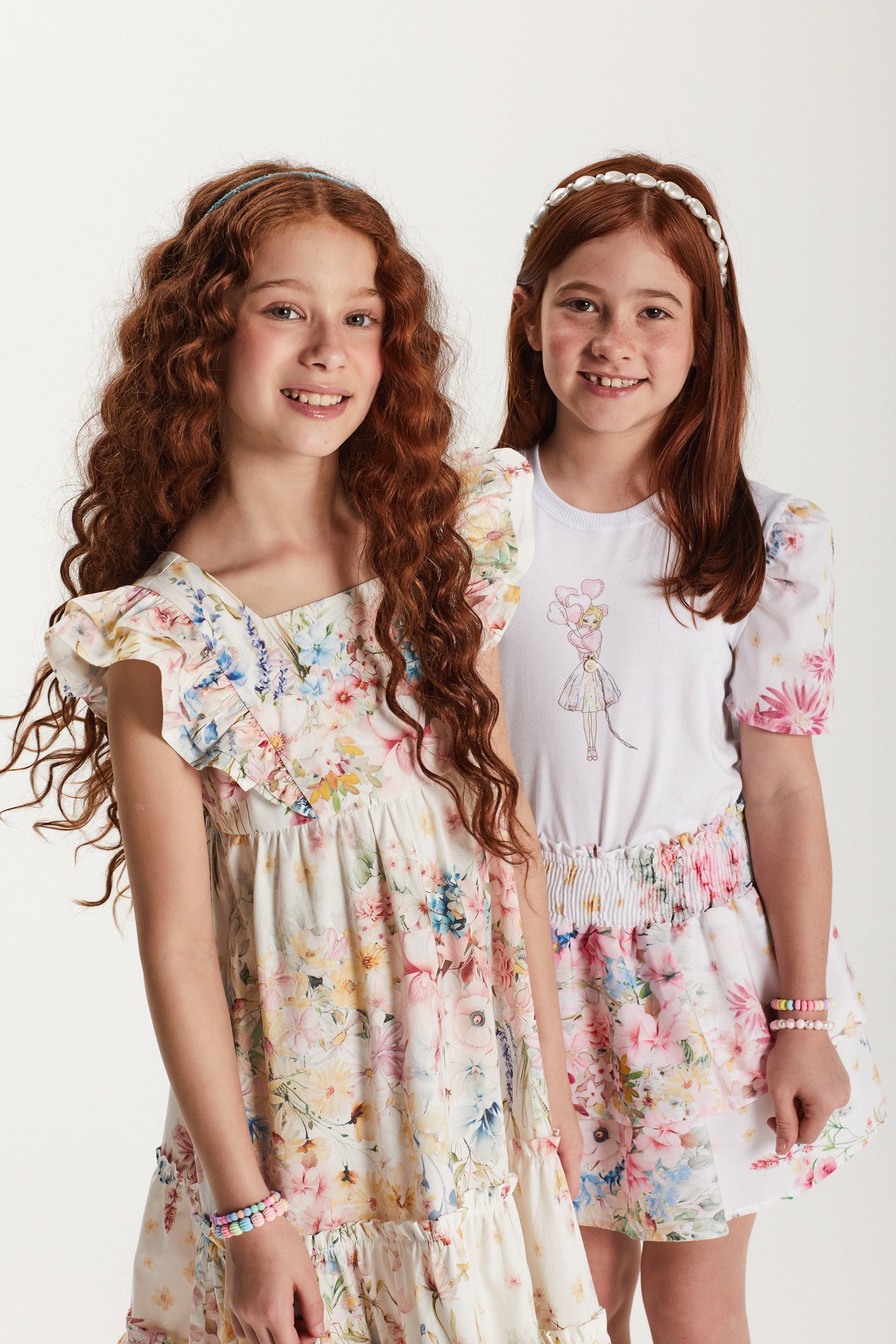 Conjunto Infantil Blusa Manga Floral e Saia Floral- Um Mais Um PRÉ-VENDA