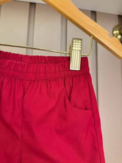 Conjunto Bebê Clássico Bata Golinha e Calça Vermelha - Um Mais Um
