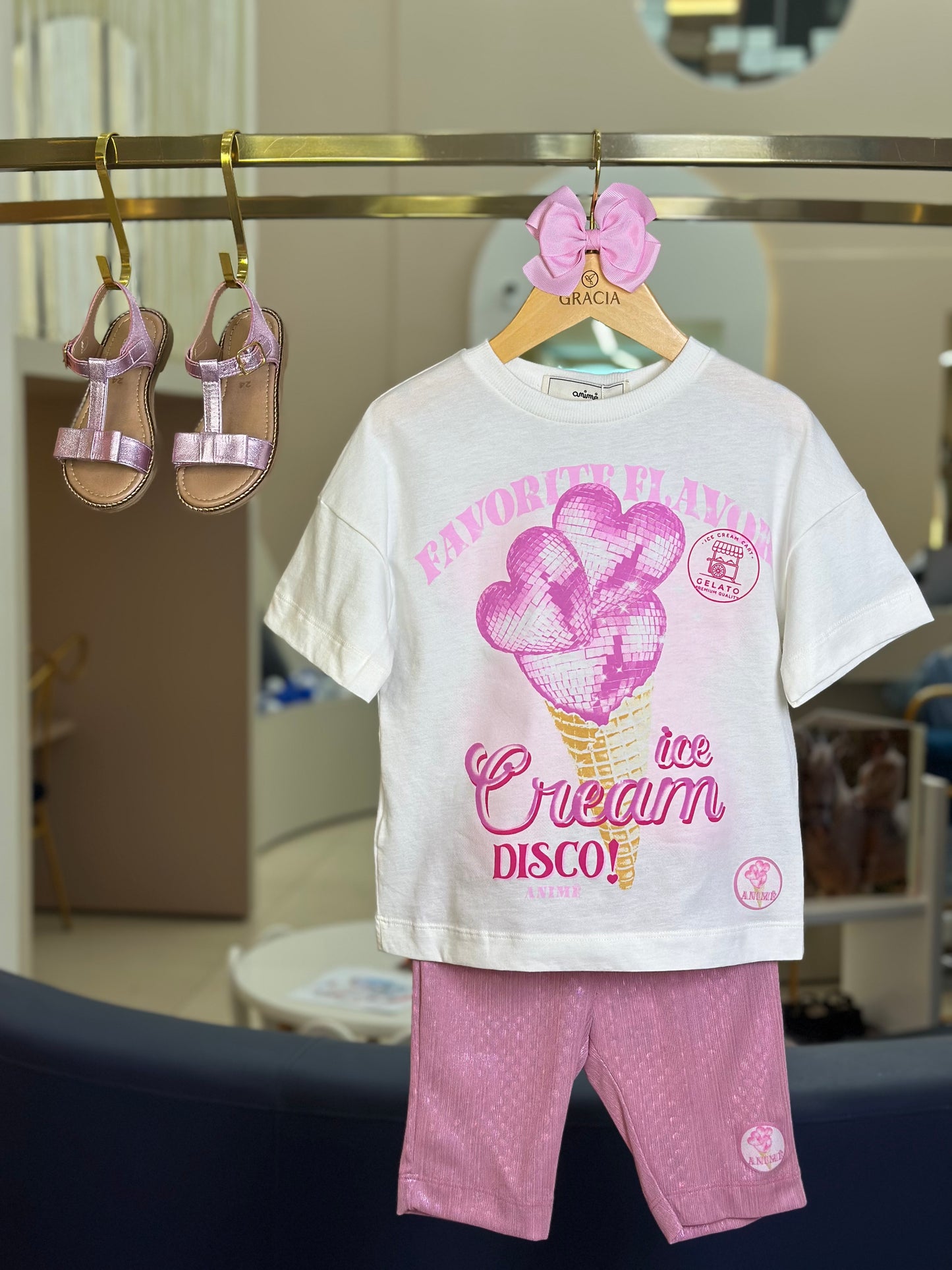 Conjunto Infantil Blusa e Bermuda Summer Collection Rosa - Animê