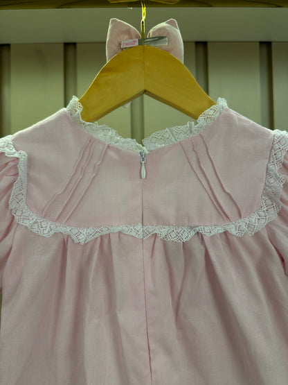 Bata Bebê com Culote Rosa Rendas Brancas e Bordados - Roana