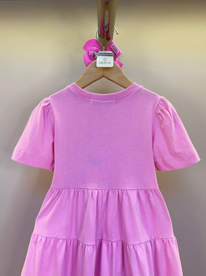 Vestido Infantil Algodão Laços Rosa Girly - Animê Petite
