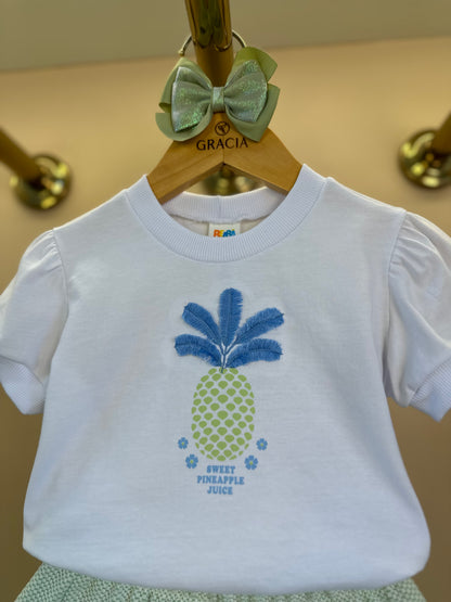 Conjunto Infantil Blusa Abacaxi Bordado e Shorts Bolsos - Beabá