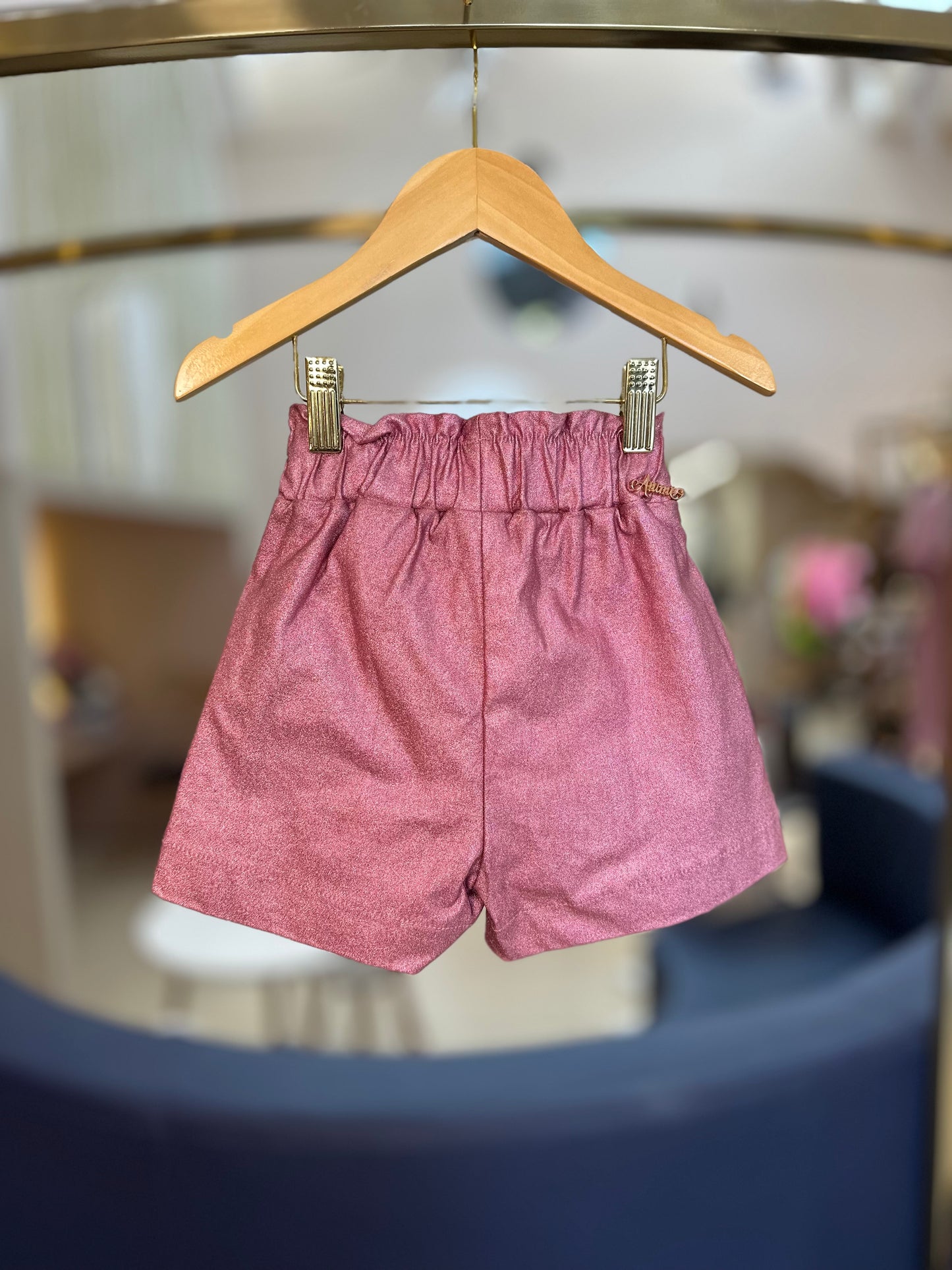 Shorts Infantil Metalizado Clássico Rose - Animê