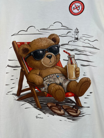 Regata Infantil Algodão Teddy Praia Off White - Dame