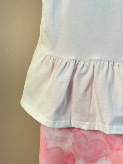 Conjunto Infantil Blusa Ursinha Com Laço e Calça Legging Corações - Infanti