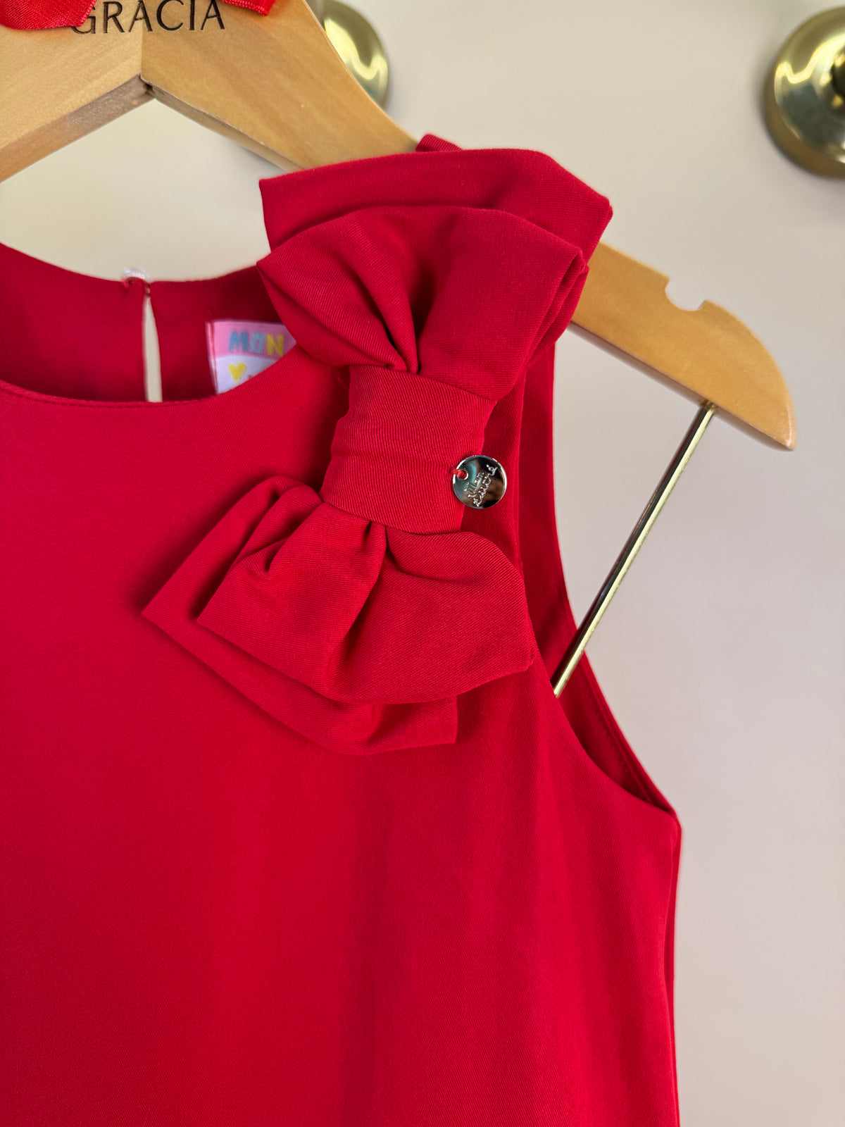 Vestido Infantil Laço Lateral Barra Em Tule Vermelho - Mon Sucre