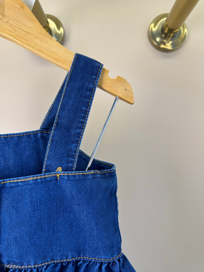 Conjunto Infantil Blusa Jeans Com Babado e Shorts Alfaiataria Listrado - Luluzinha