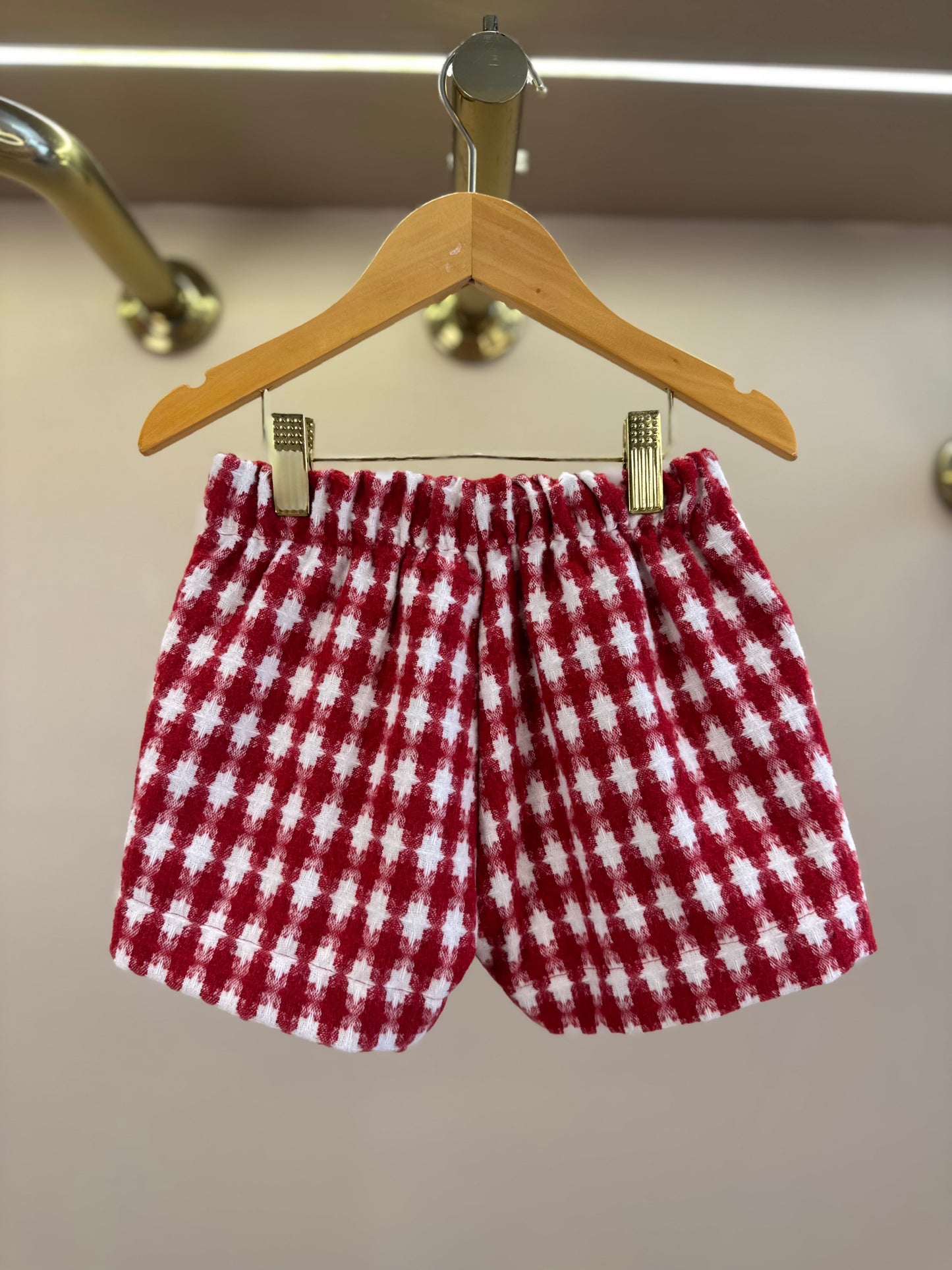Shorts-saia Infantil Conceito Tweed Xadrez Vermelho - Animê