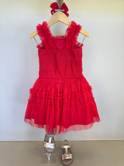 Conjunto Infantil Blusa Lacinhos e Saia-short Tule Babado