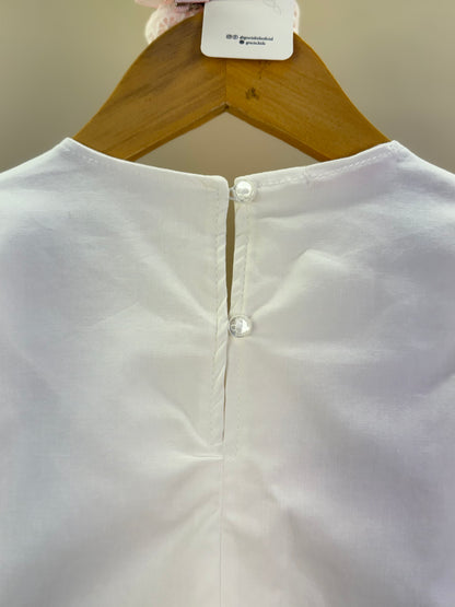 Conjunto Infantil Short Bailarinas E Blusa Bata Em Tricoline Off White - Gabriela Aquarela