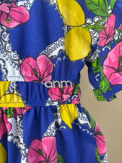 Vestido Infantil Estampa Primavera Floral e Limões - Animê