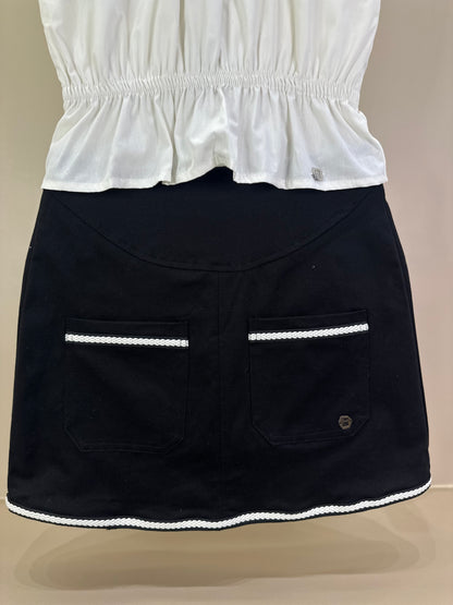 Conjunto Teen Blusa Tricoline Elástico Cintura e Saia Detalhes Bolsos - Two In