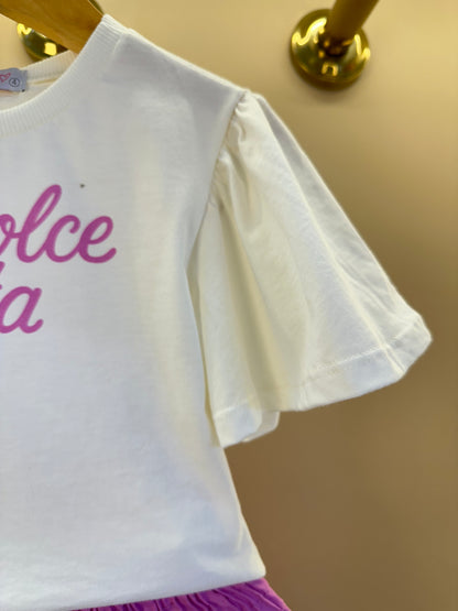 Conjunto Infantil La Dolce Vita e Saia Cós de Elástico Franzido - Momi