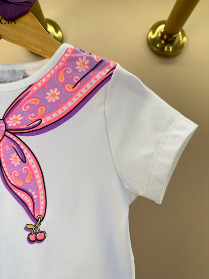 Blusa Infantil Lenço Estampado Amarrado Na Gola - Momi
