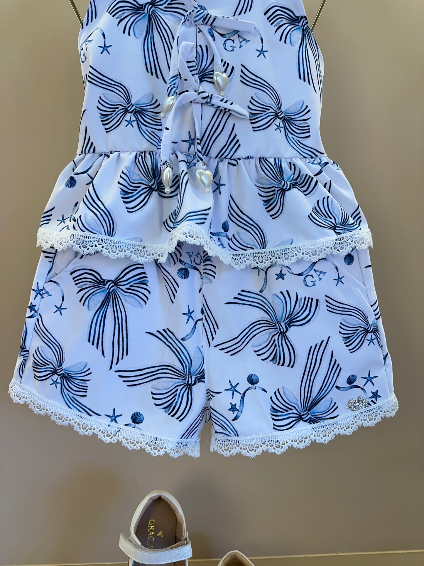 Conjunto Infantil Bata Estampada Sonho a Beira Mar e Shorts Sonho a Beira Mar - Gabriela Aquarela