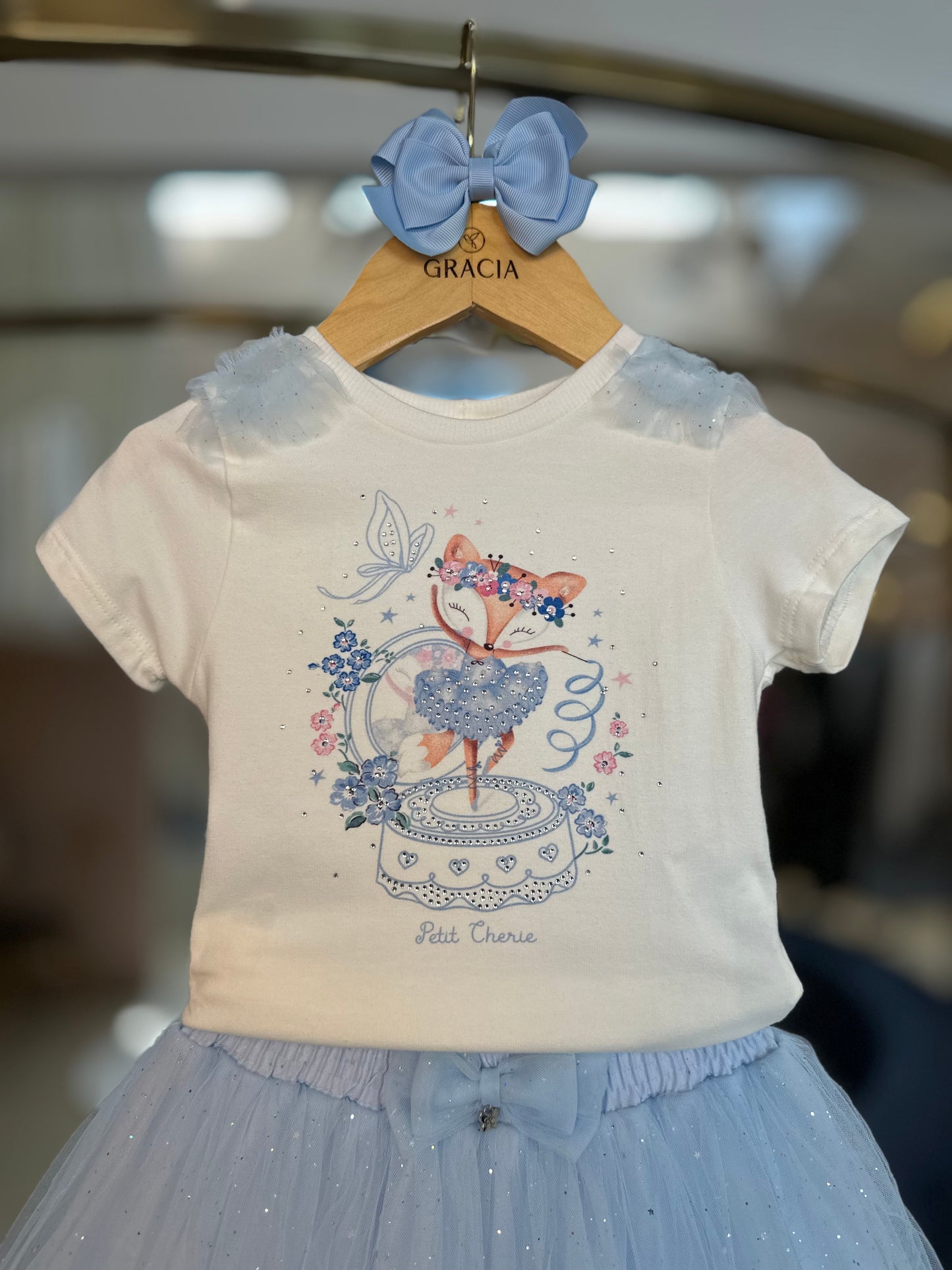 Conjunto Infantil Blusa e Saia Azul Squad Gymnastics - Petit Cherie