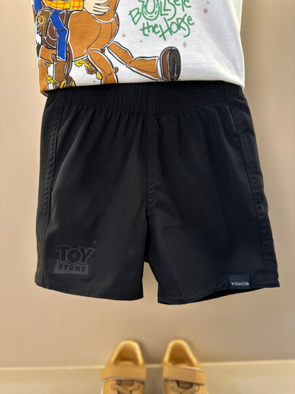 Conjunto Infantil Camiseta Toy Story  Woody e Bermuda  Moletom Preta - Youccie