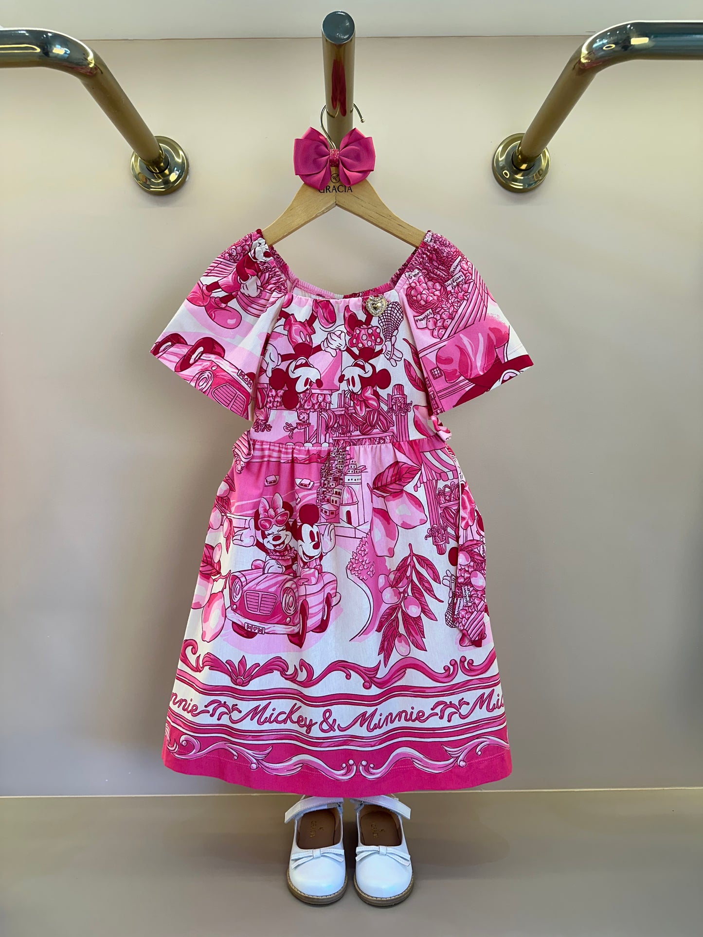 Vestido Infantil Barrado Minnie - Animê