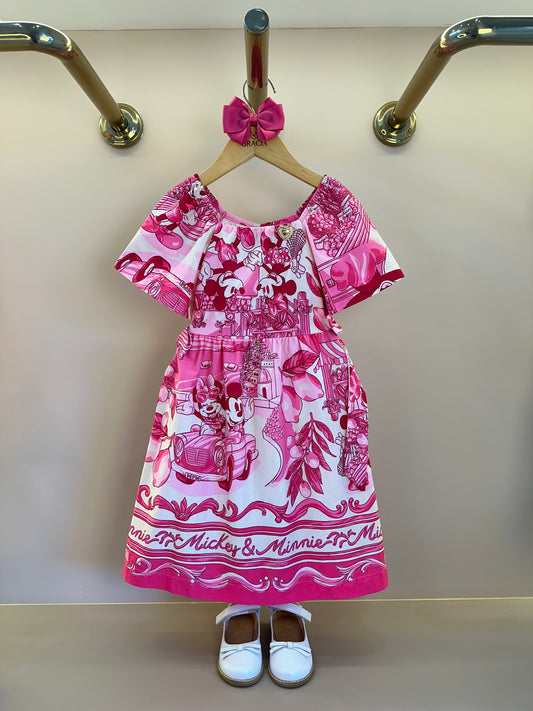 Vestido Infantil Barrado Minnie - Animê