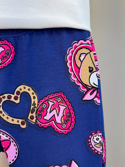 Conjunto Infantil Blusa Ursa Bolsa e Calça Legging Ursinhas Corações - Momi