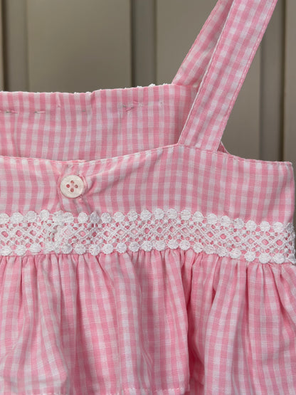 Pimpão Bebê Clássico Babadinhos Bordado Flores Rosa - Roana