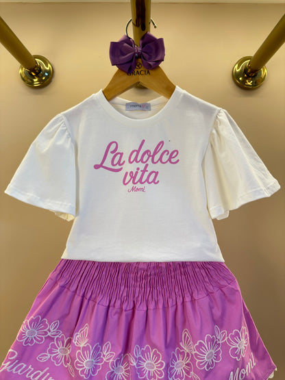 Conjunto Infantil La Dolce Vita e Saia Cós de Elástico Franzido - Momi