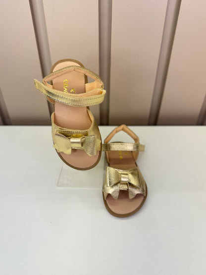 Sandália Infantil Manu Laço Velcro Dourada - Gracia