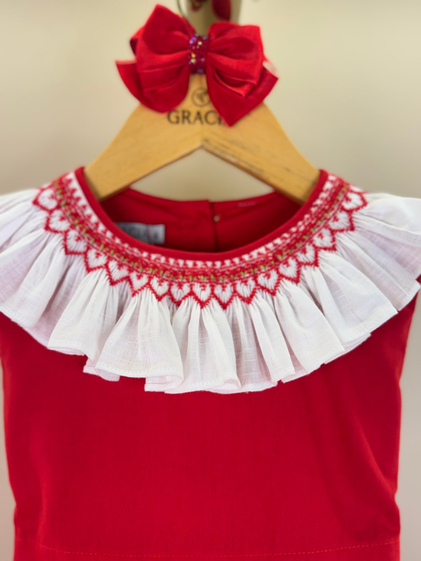 Vestido Infantil Clássico Algodão Beatriz Vermelho - Gracia