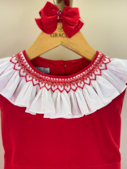 Vestido Infantil Clássico Algodão Beatriz Vermelho - Gracia