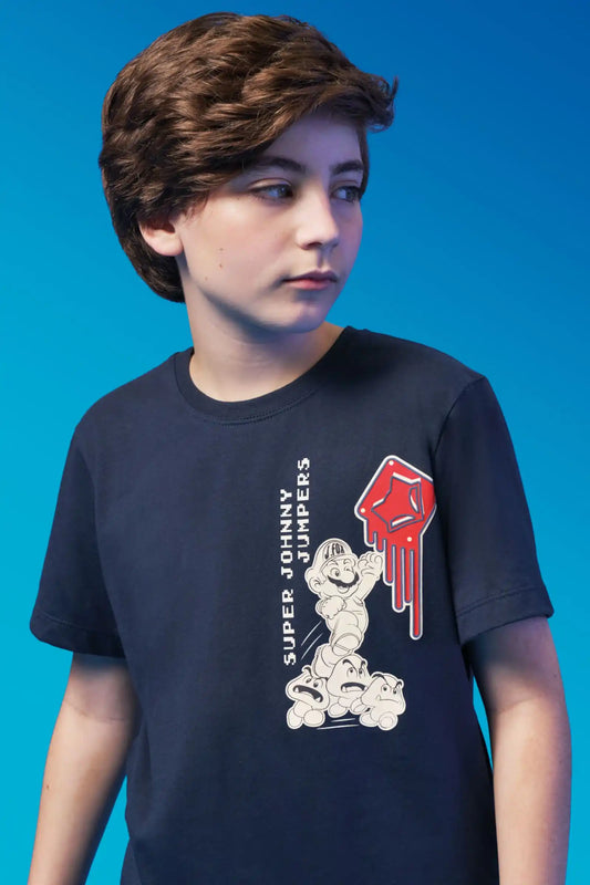 Camiseta Infantil Johnny Jumpers Azul Marinho - Little Johnny